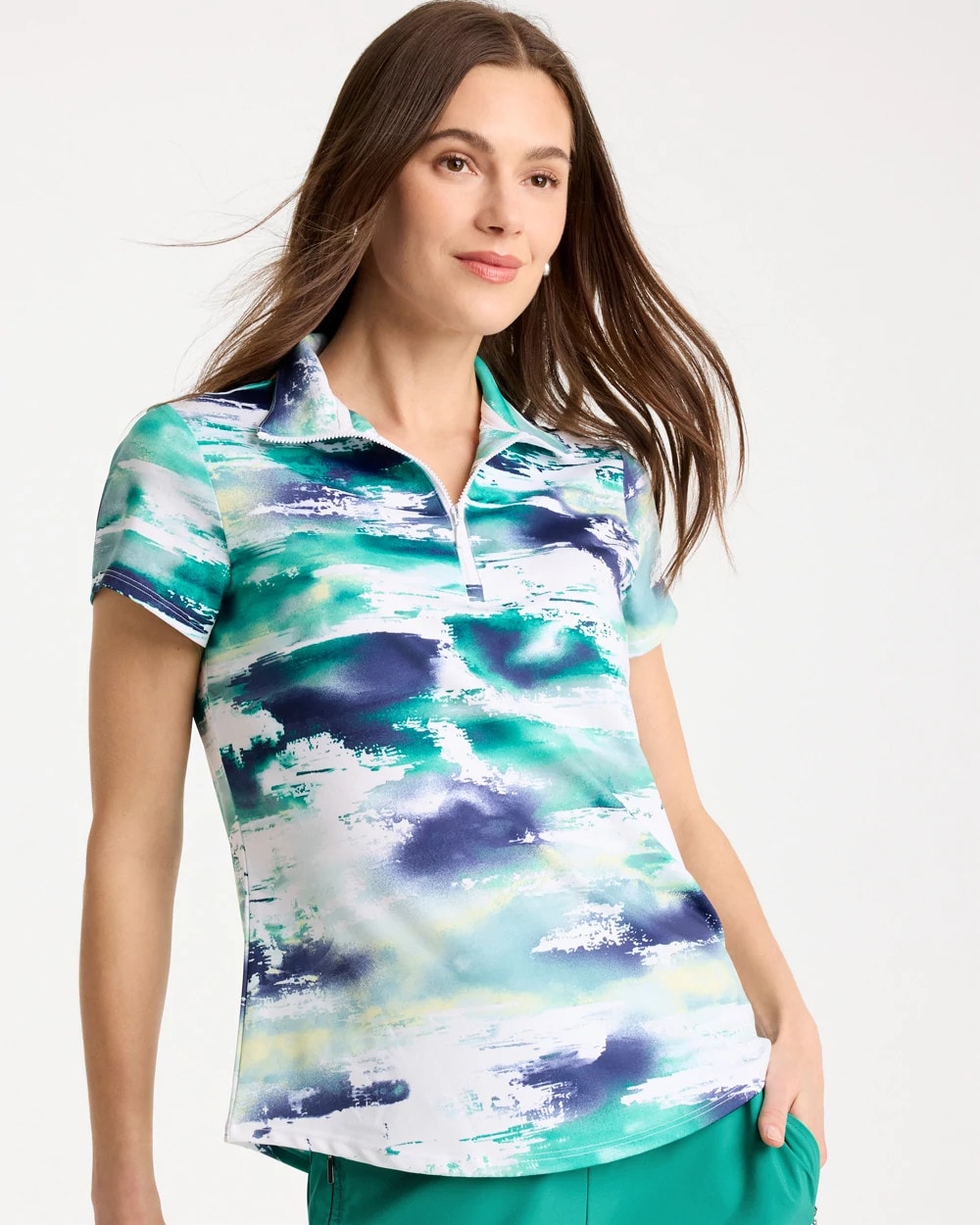 Chico's Recommended | Zenergy® UPF Watercolor Half Zip Polo