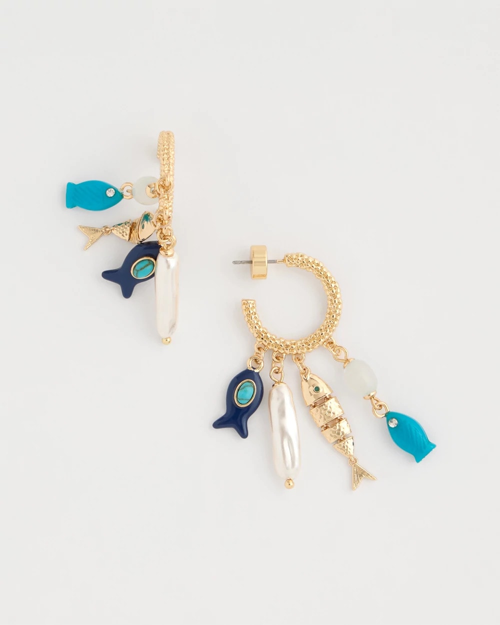 Chico's Quality | Fish Charm Crinkle Hoop Earrings
