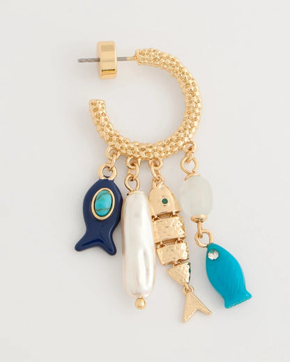 Chico's Quality | Fish Charm Crinkle Hoop Earrings