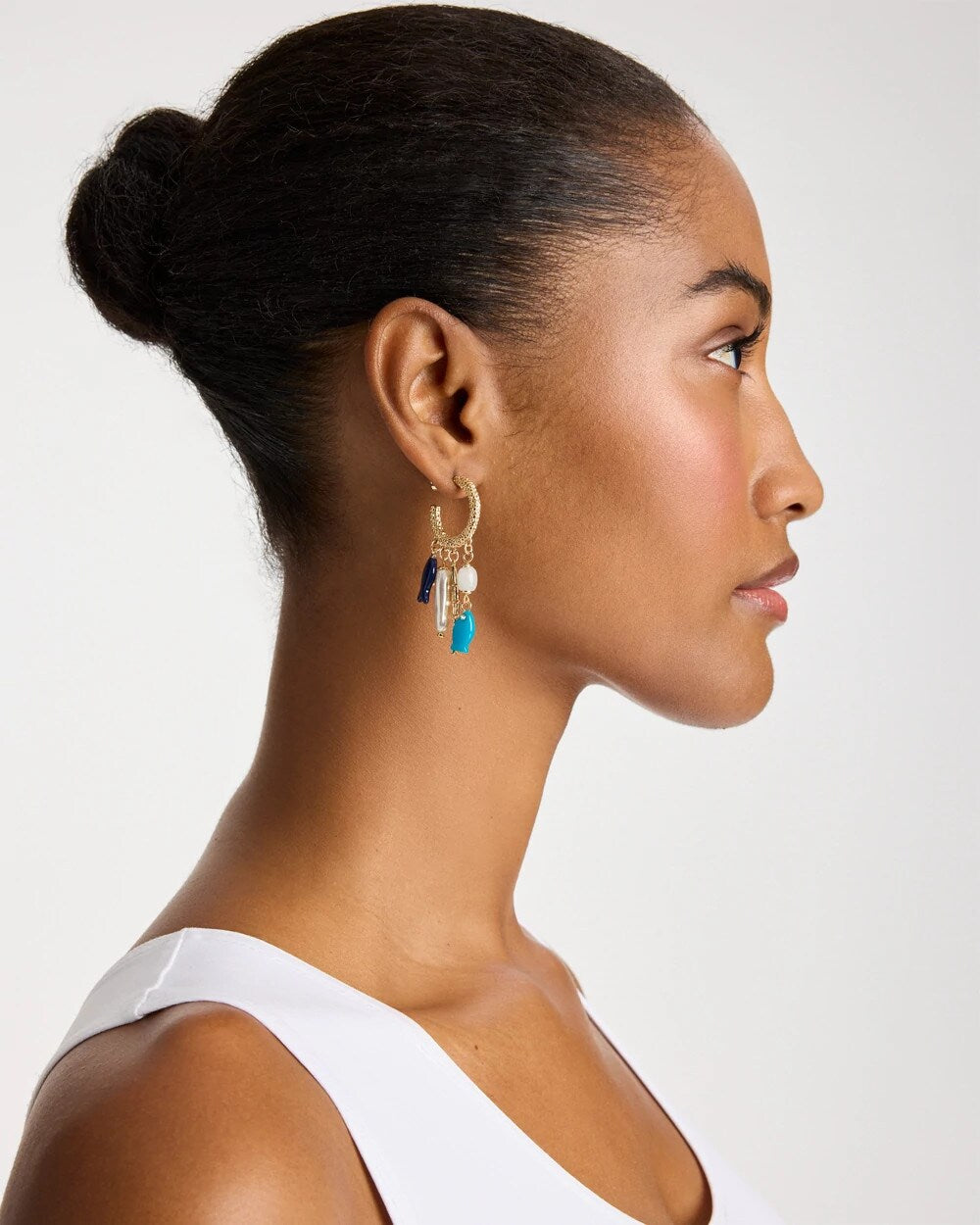 Chico's Quality | Fish Charm Crinkle Hoop Earrings
