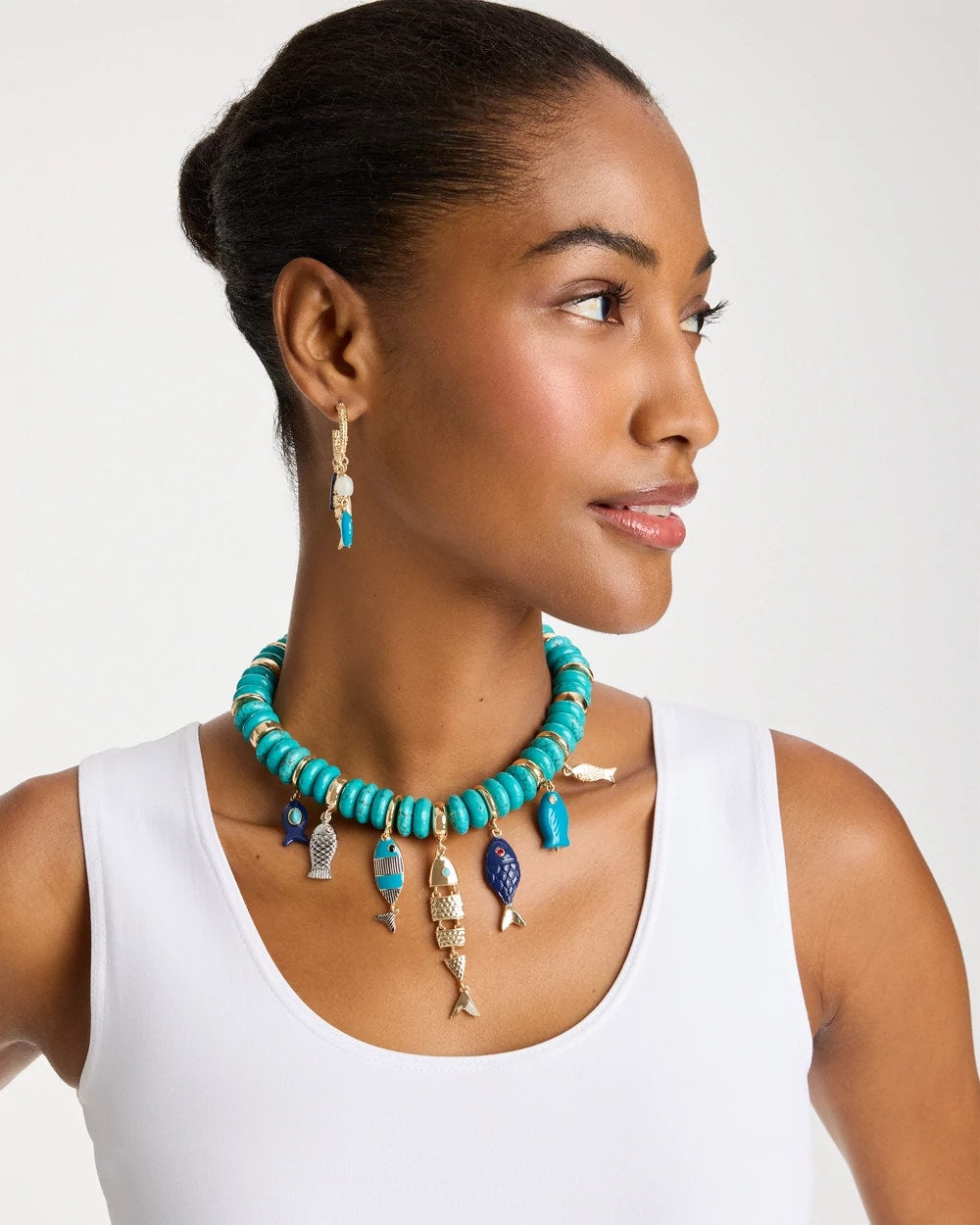 Chico's Exclusive | Turquoise Fish Charm Statement Necklace
