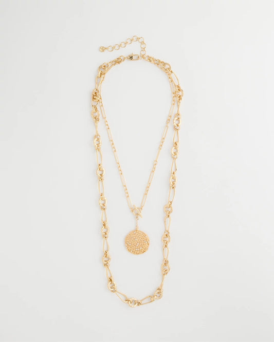 Chico's Recommended | Sea Foam Medallion Double-Strand Pendant Necklace
