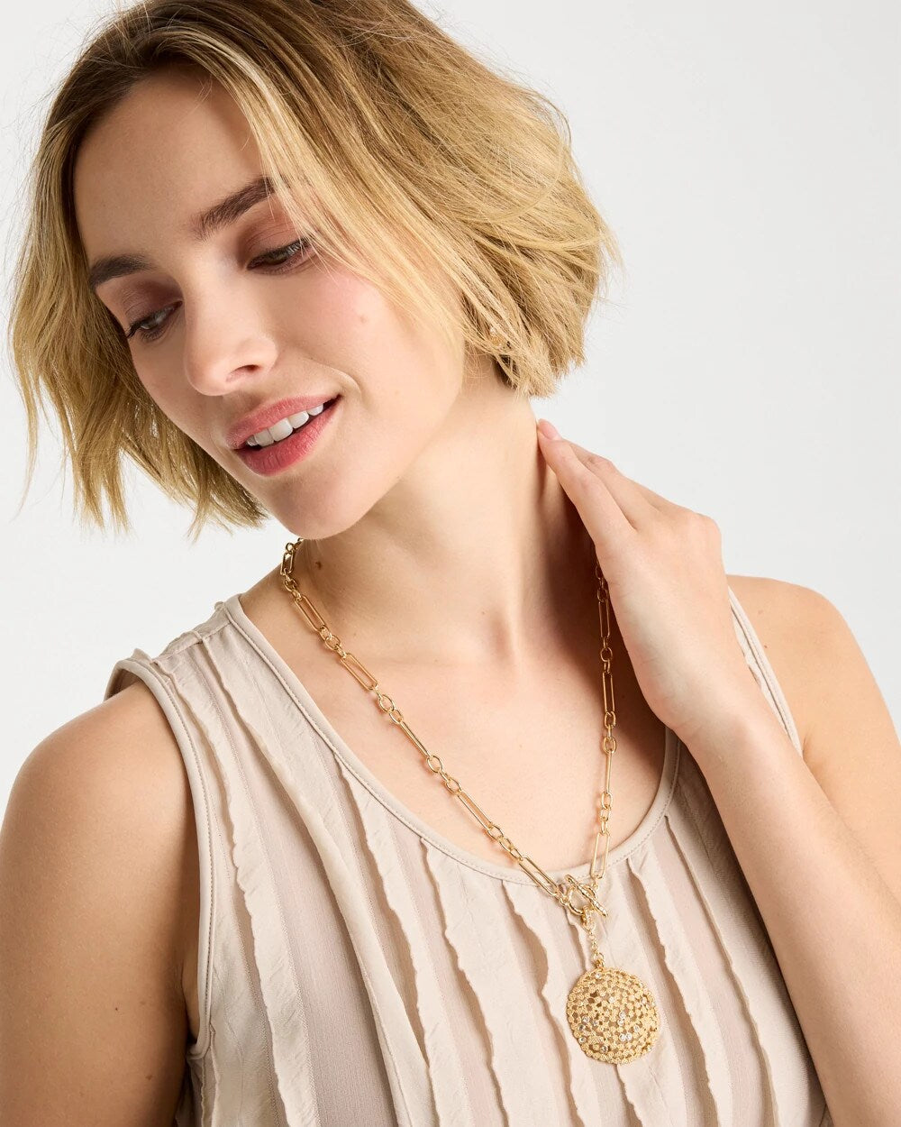 Chico's Recommended | Sea Foam Medallion Double-Strand Pendant Necklace