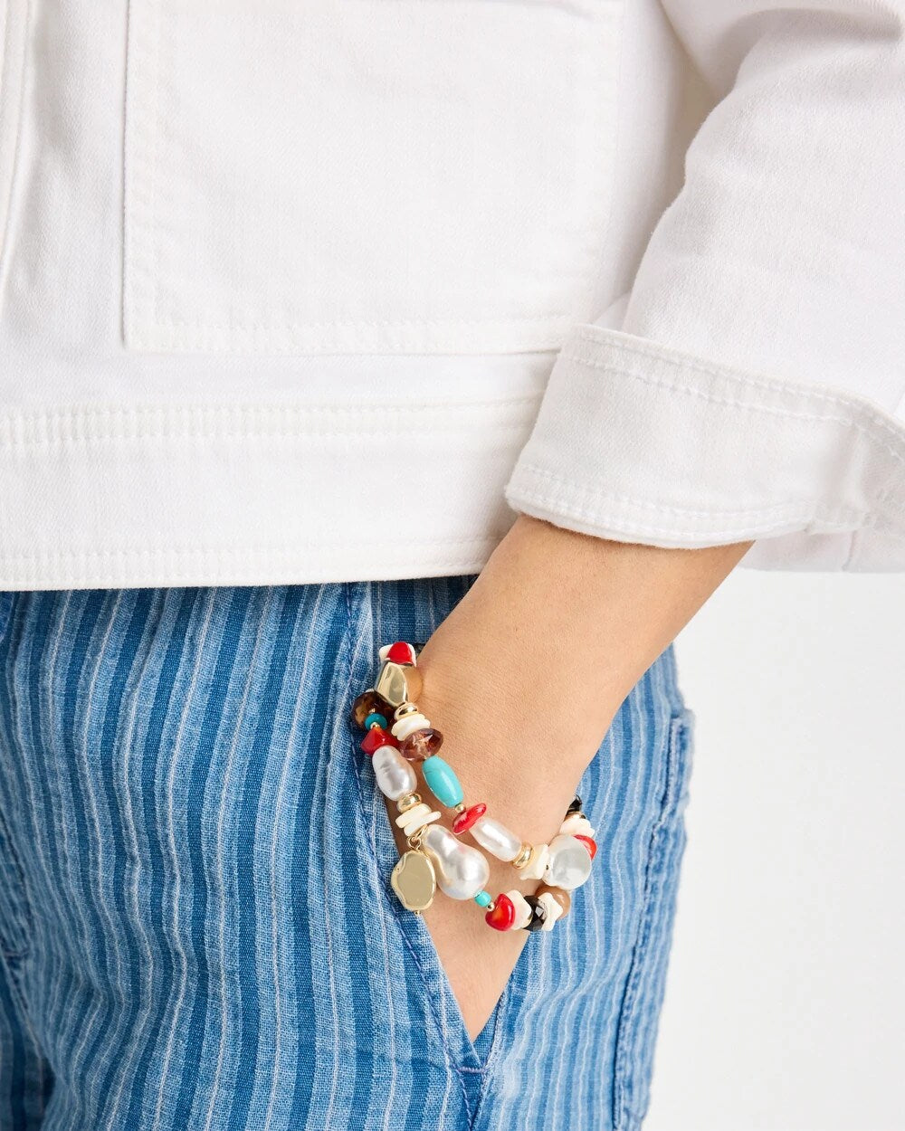 Chico's Special Offer | Set of Two Pearl Beaded Stretch Bracelets