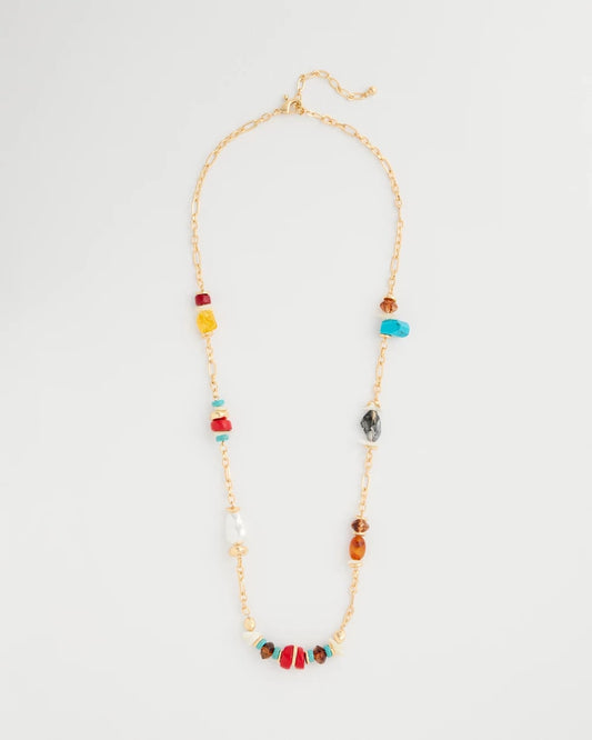 Chico's New | Mixed-Media Long Beaded Necklace