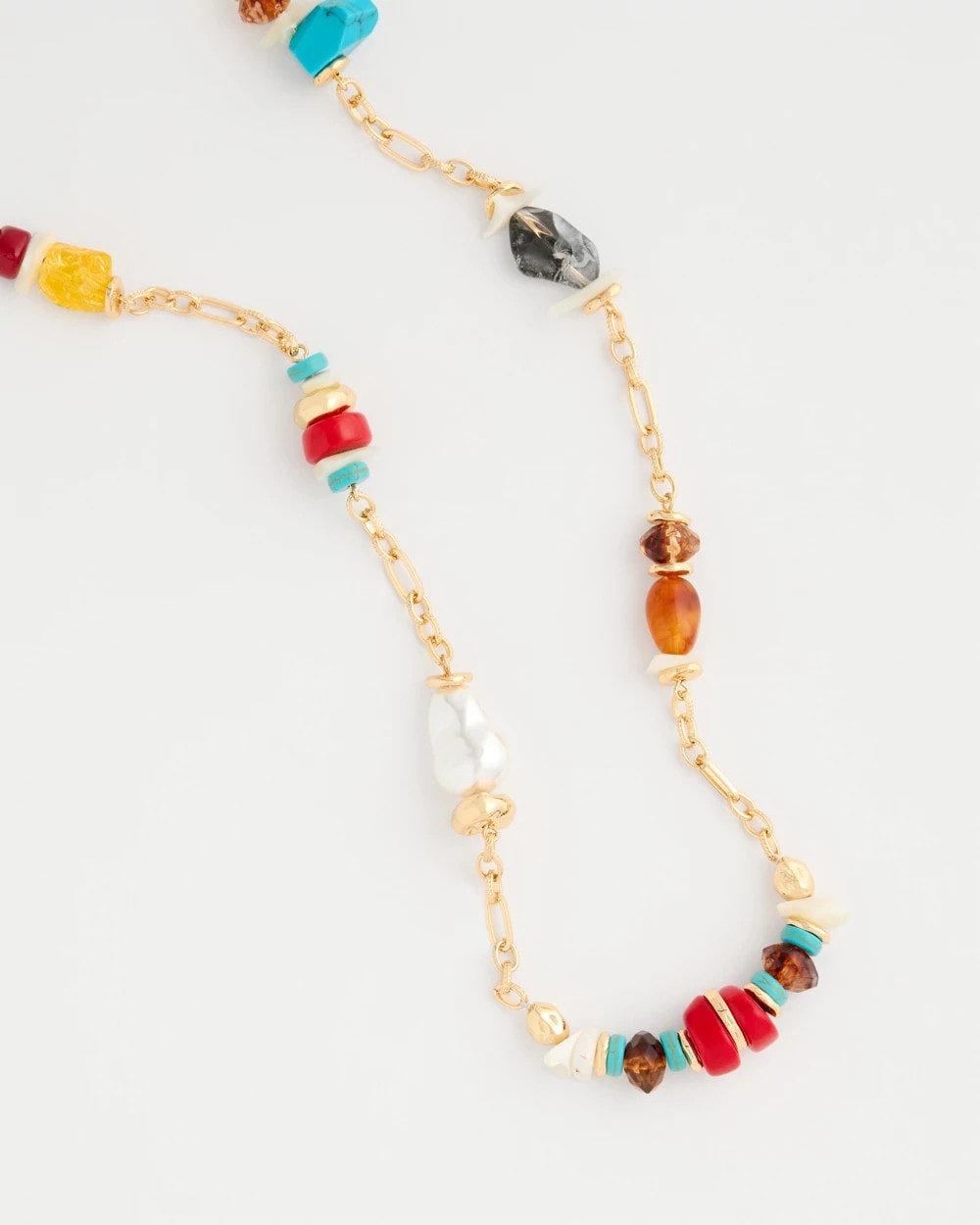 Chico's New | Mixed-Media Long Beaded Necklace