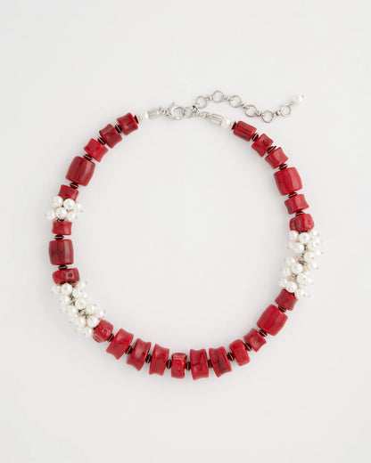 Chico's Latest | Red Resin Pearlescent Short Necklace