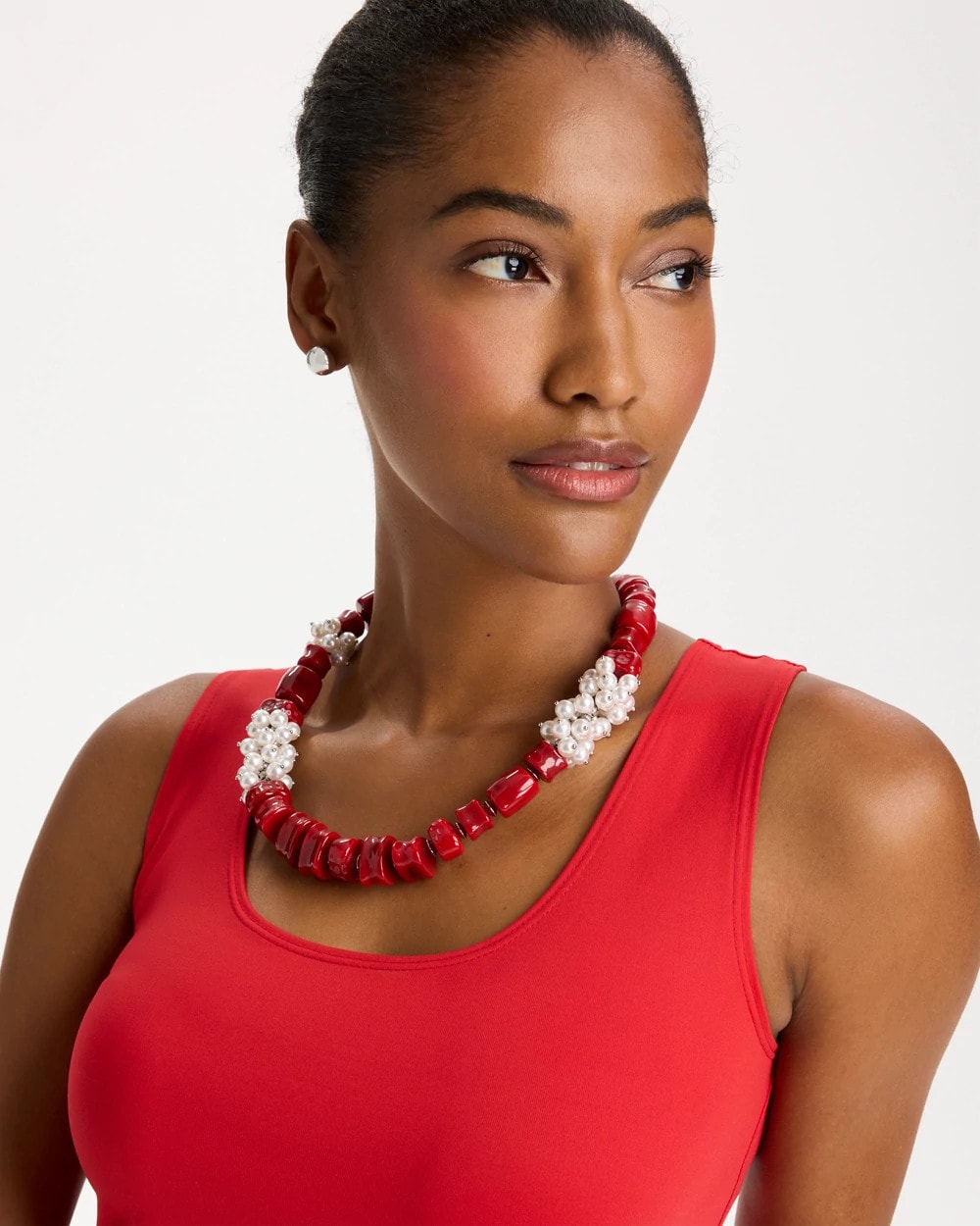 Chico's Latest | Red Resin Pearlescent Short Necklace