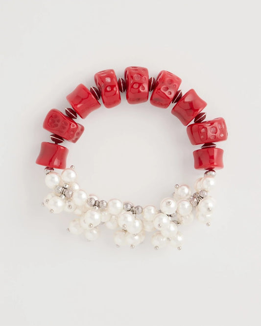 Chico's Exclusive | Red Resin Pearlescent Stretch Bracelet