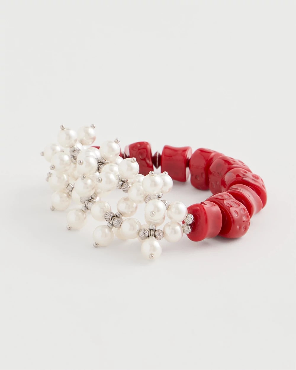 Chico's Exclusive | Red Resin Pearlescent Stretch Bracelet