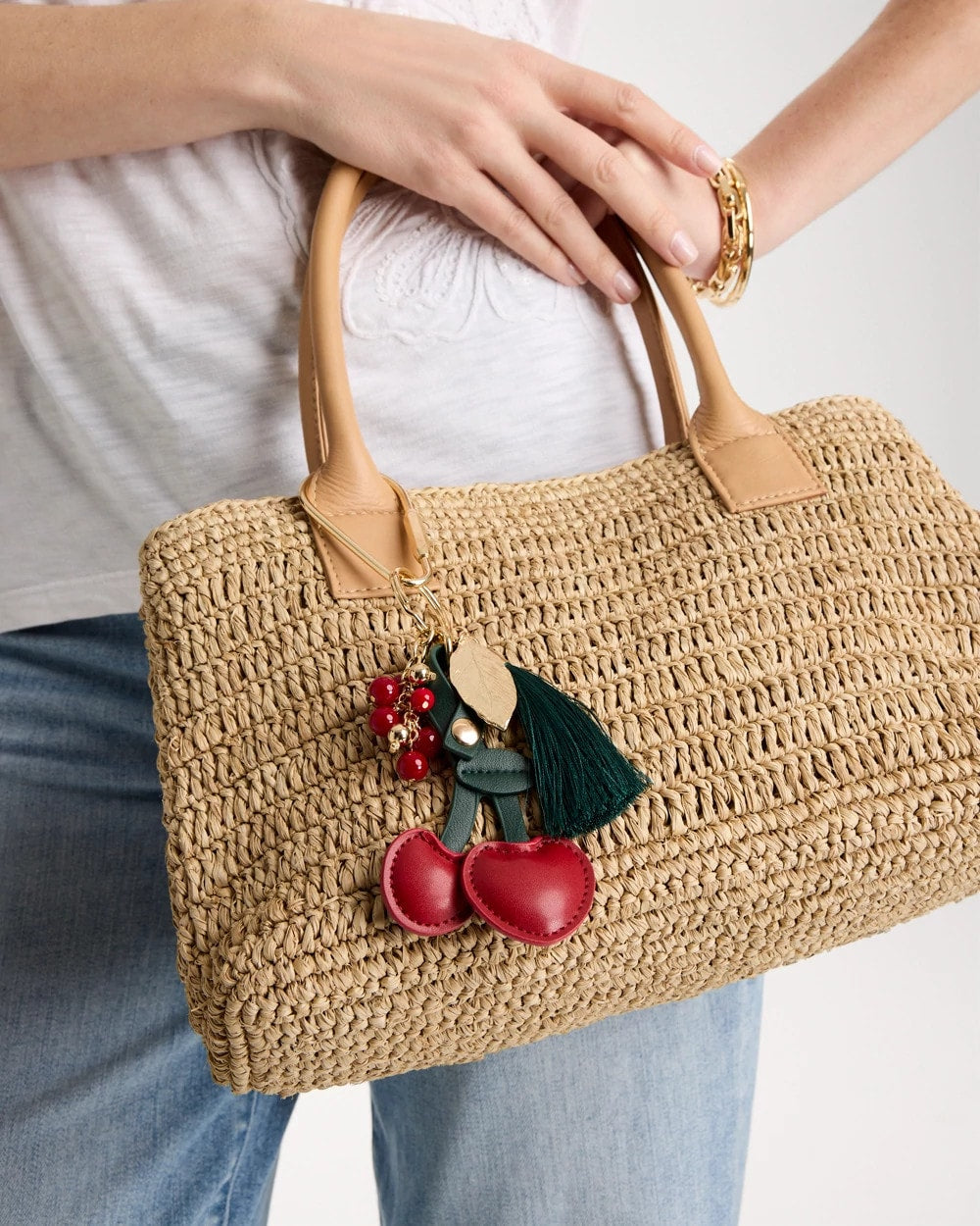Chico's Trending | Faux Leather Cherry Bag Charm Key Chain