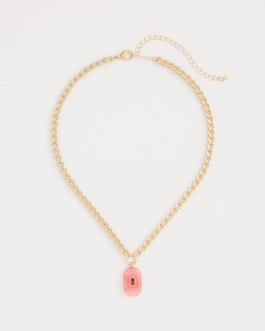 Chico's Classic | Coral Agate Short Pendant Necklace