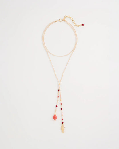 Chico's Everyday | Coral Genuine Stone Y-Pendant Necklace