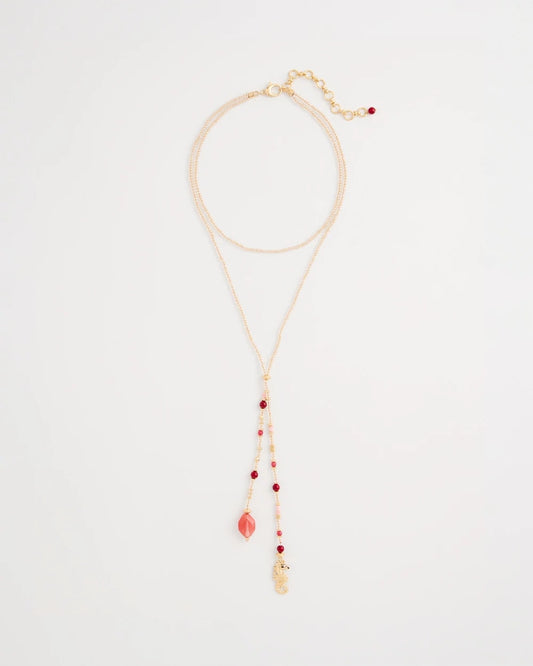 Chico's Everyday | Coral Genuine Stone Y-Pendant Necklace