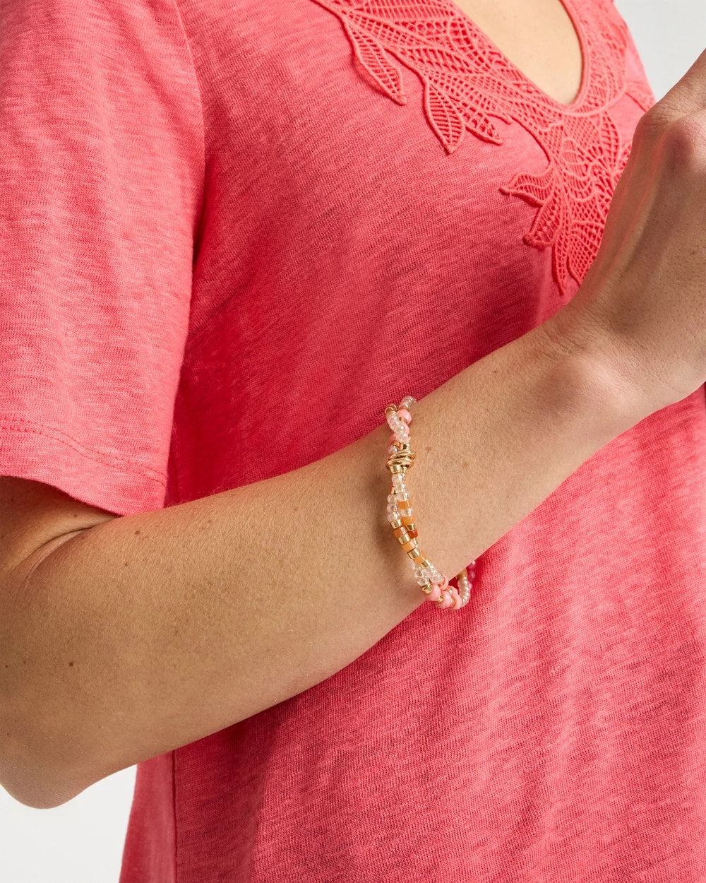Chico's Essential | Aventurine Jade Stone Stretch Bracelet