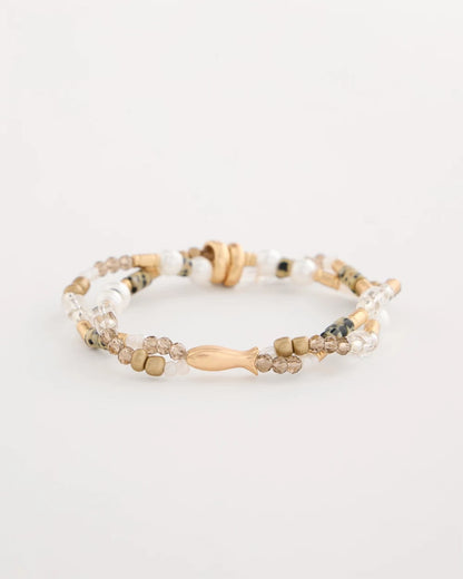Chico's Essential | Jasper Stone Beaded Stretch Bracelet