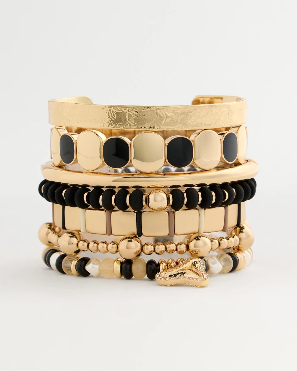 Chico's Trending | Black Goldtone Glam Stretch Bracelet
