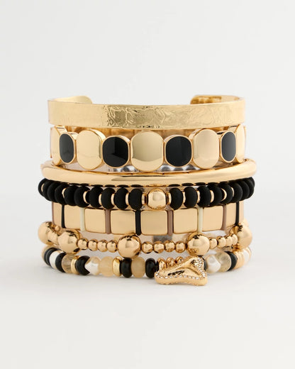 Chico's Trending | Black Goldtone Glam Stretch Bracelet