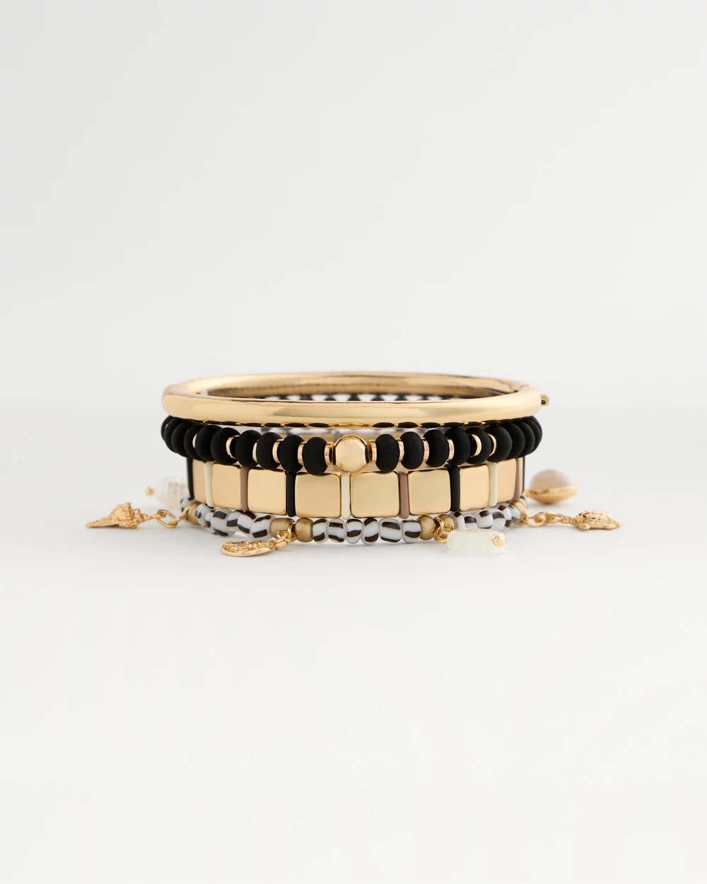 Chico's New | Black Round Stretch Bracelet