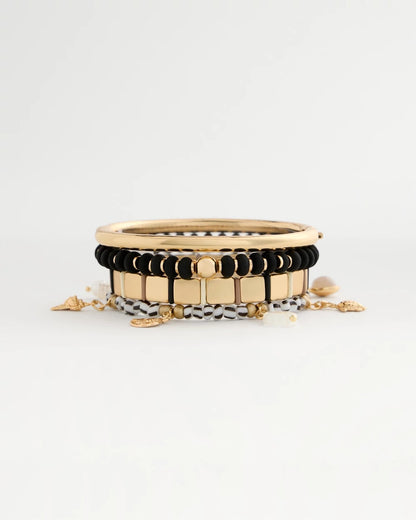 Chico's New | Black Round Stretch Bracelet