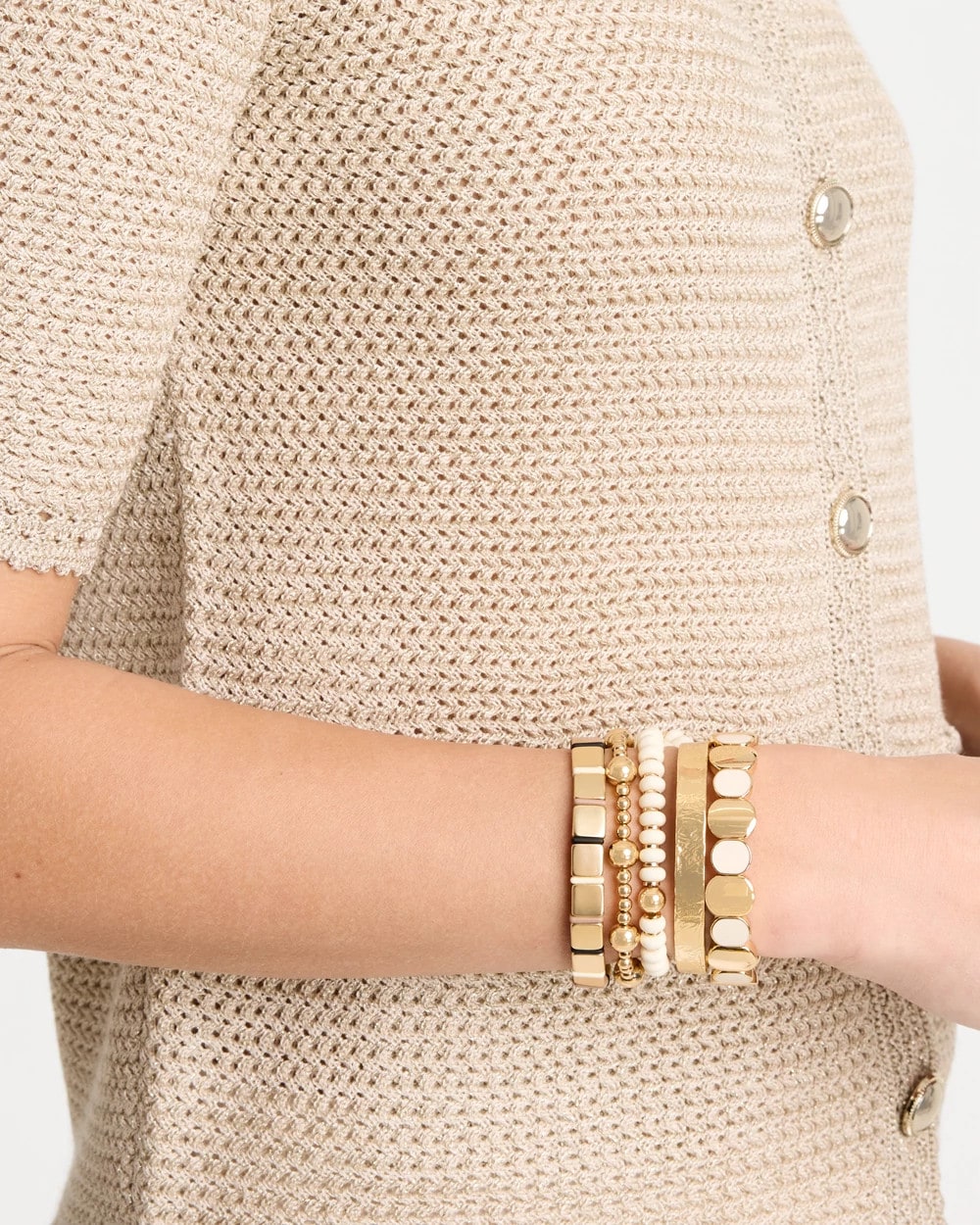 Chico's Essential | White Resin Glam Stretch Bracelet