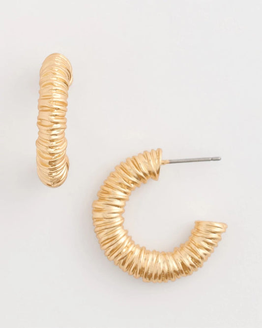 Chico's Essential | Crinkle Goldtone Hoop Earrings