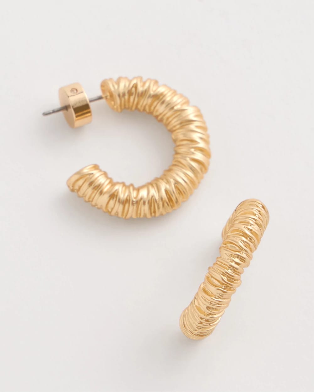 Chico's Essential | Crinkle Goldtone Hoop Earrings