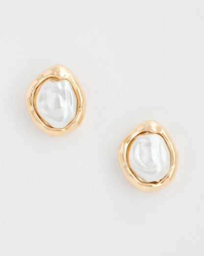 Chico's Great Value | Pearlescent Golden Rimmed Stud Earrings