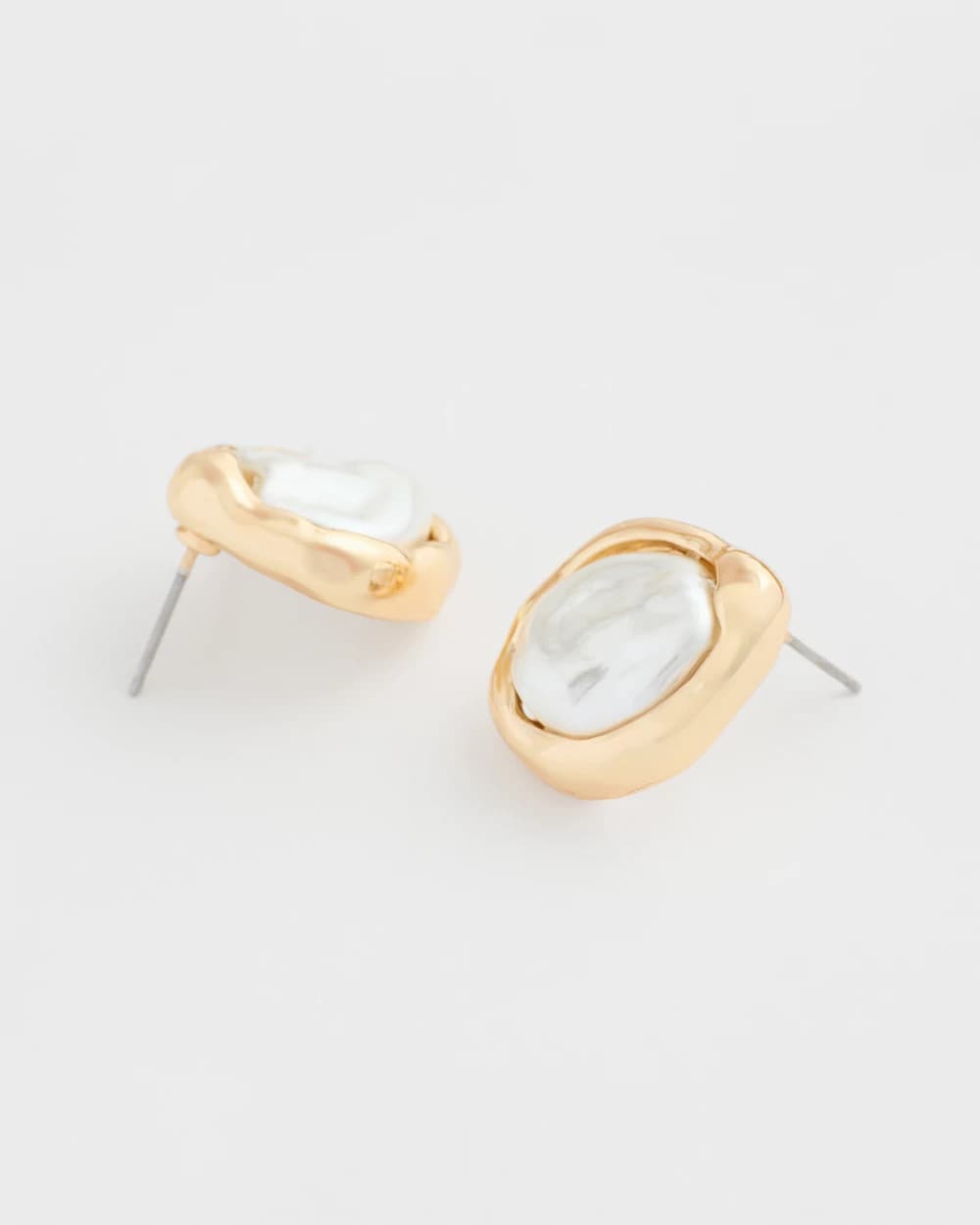 Chico's Great Value | Pearlescent Golden Rimmed Stud Earrings