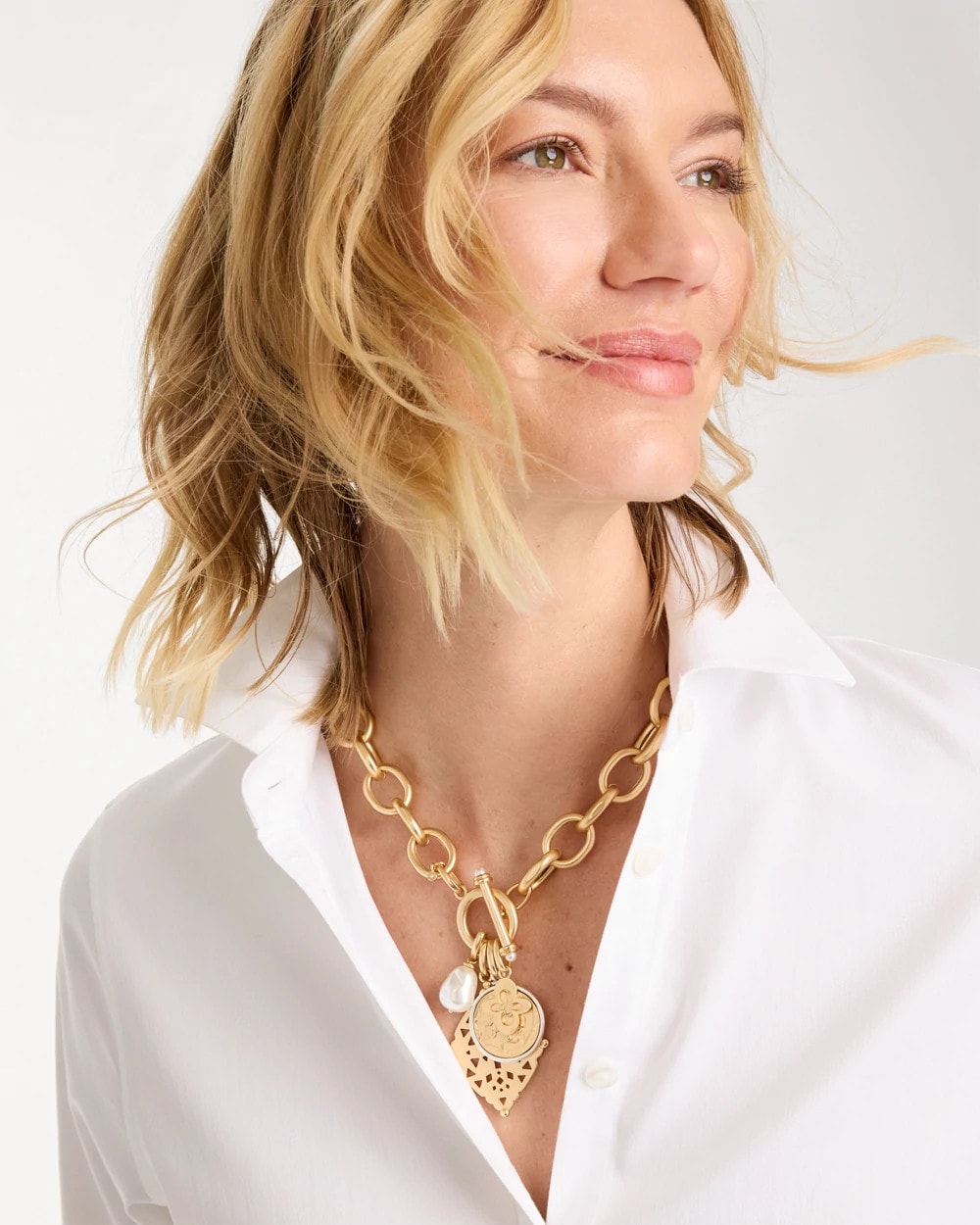 Chico's Premium | Toggle Cameo Charm Necklace