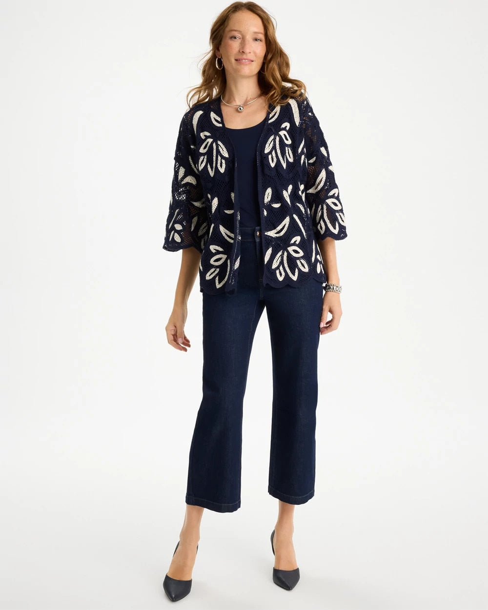 Chico's Special Offer | Woven Crochet Lace Contrast Kimono