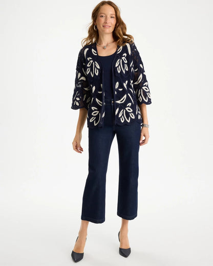 Chico's Special Offer | Woven Crochet Lace Contrast Kimono