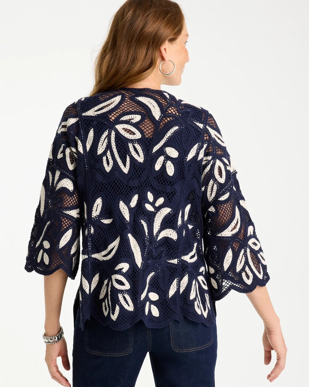 Chico's Special Offer | Woven Crochet Lace Contrast Kimono