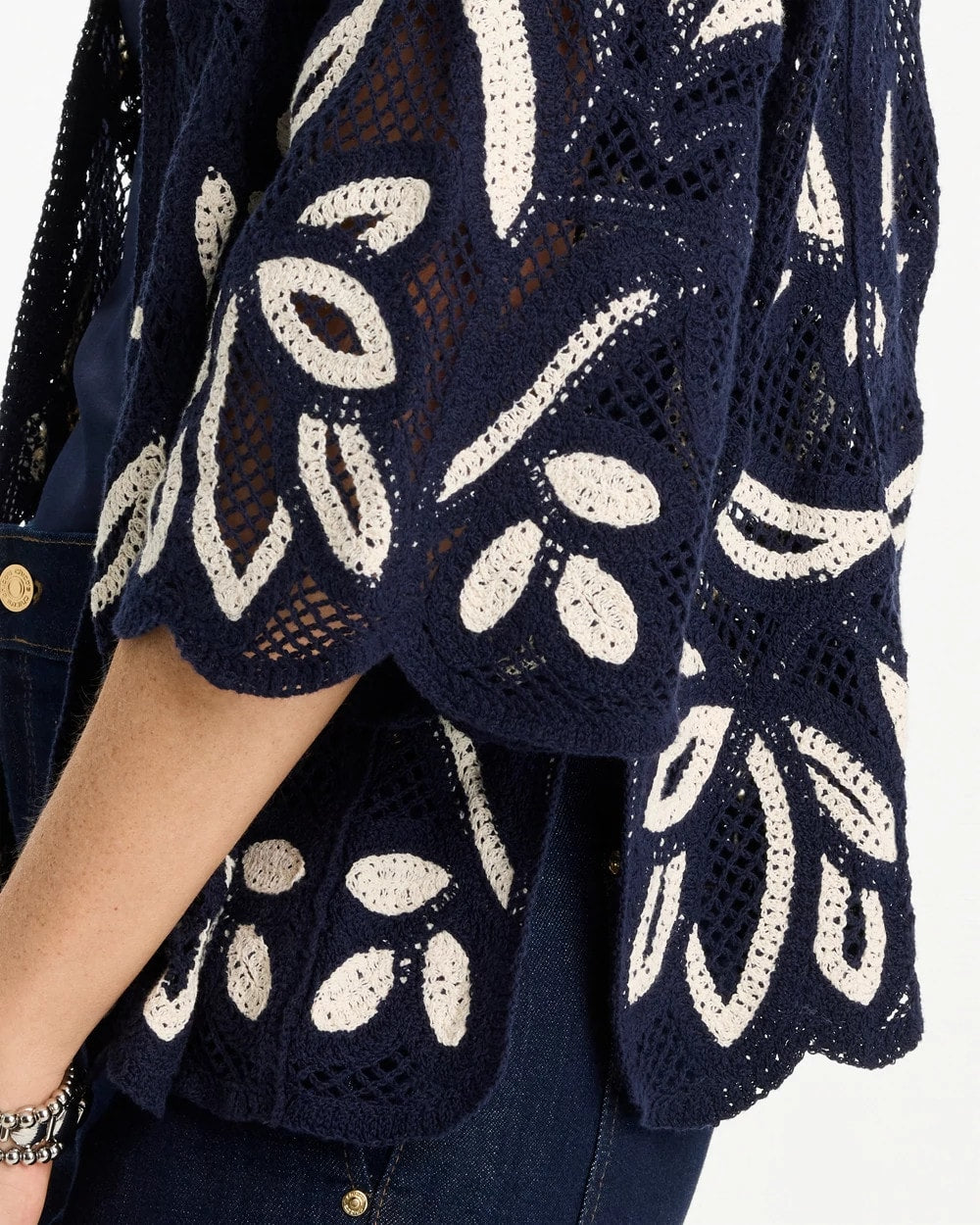 Chico's Special Offer | Woven Crochet Lace Contrast Kimono