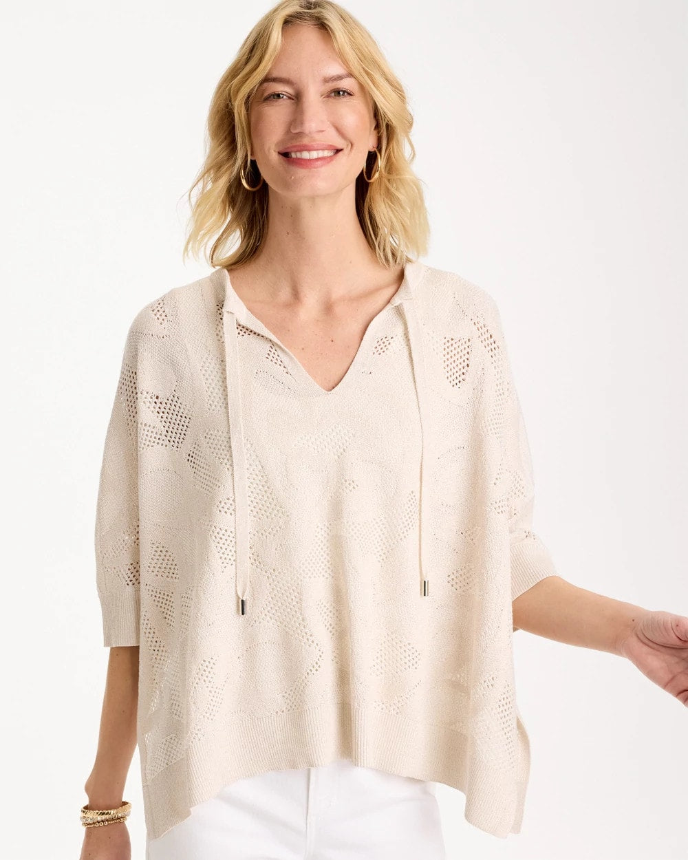 Chico's Sale | Crochet Lace Notch Neck Poncho