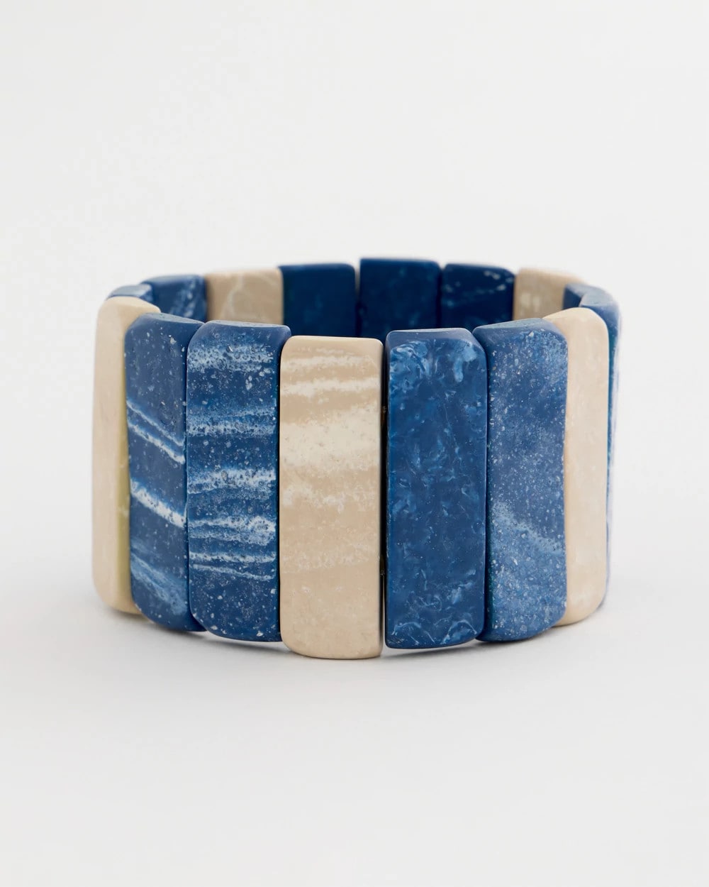Chico's Classic | Blue-Neutral Wood Stretch Bracelet