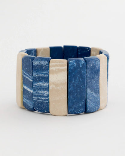 Chico's Classic | Blue-Neutral Wood Stretch Bracelet