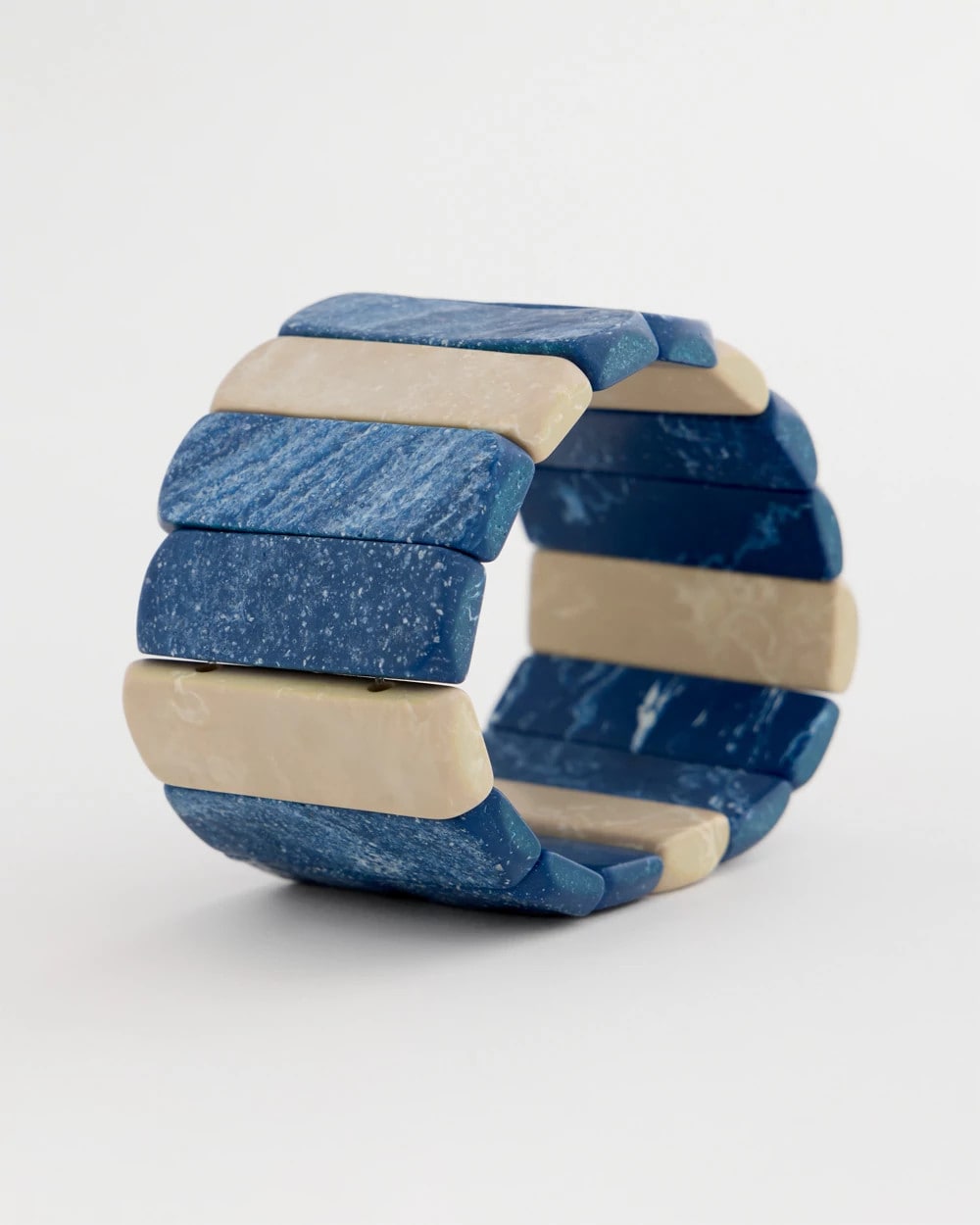 Chico's Classic | Blue-Neutral Wood Stretch Bracelet