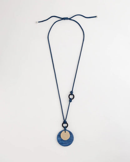 Chico's Premium | Adjustable Blue-Neutral Wood Pendant Necklace