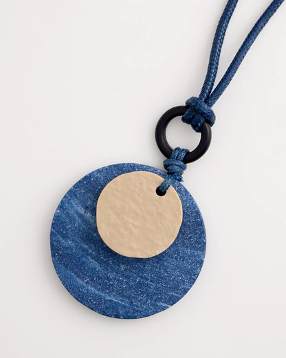Chico's Premium | Adjustable Blue-Neutral Wood Pendant Necklace