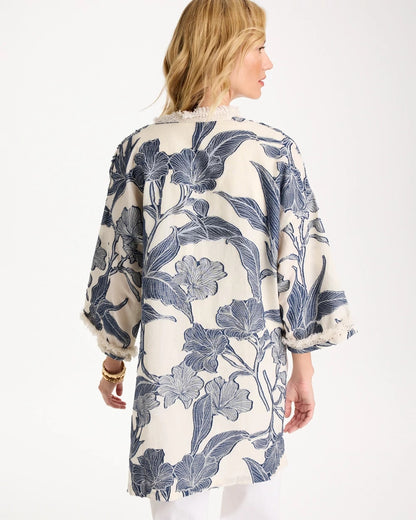 Chico's Exclusive | Cotton Jacquard Fringed Kimono