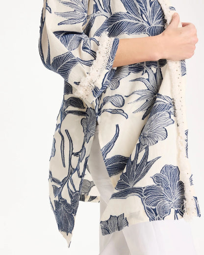 Chico's Exclusive | Cotton Jacquard Fringed Kimono