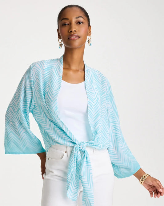 Chico's Trusted | Georgette Tie-Front Chevron Kimono