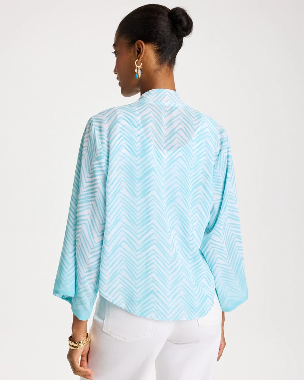 Chico's Trusted | Georgette Tie-Front Chevron Kimono