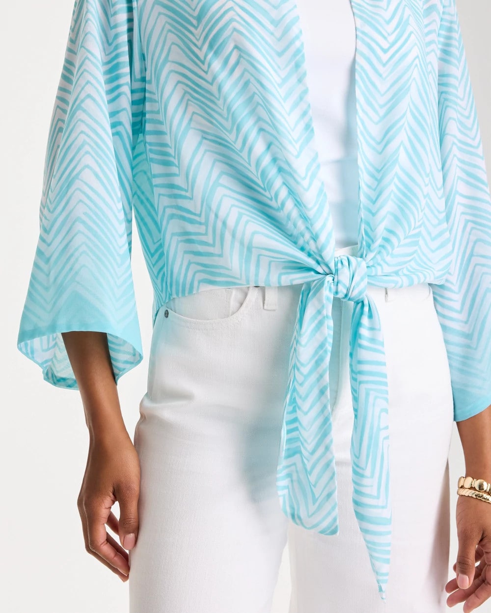 Chico's Trusted | Georgette Tie-Front Chevron Kimono