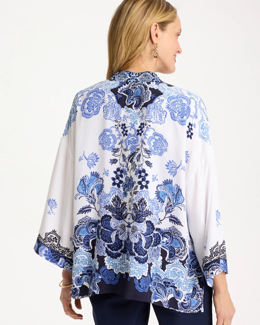 Chico's Sale | Woven Faux Silk Printed Kimono