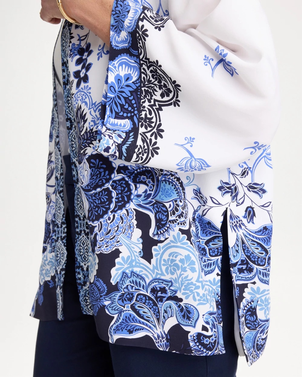 Chico's Sale | Woven Faux Silk Printed Kimono
