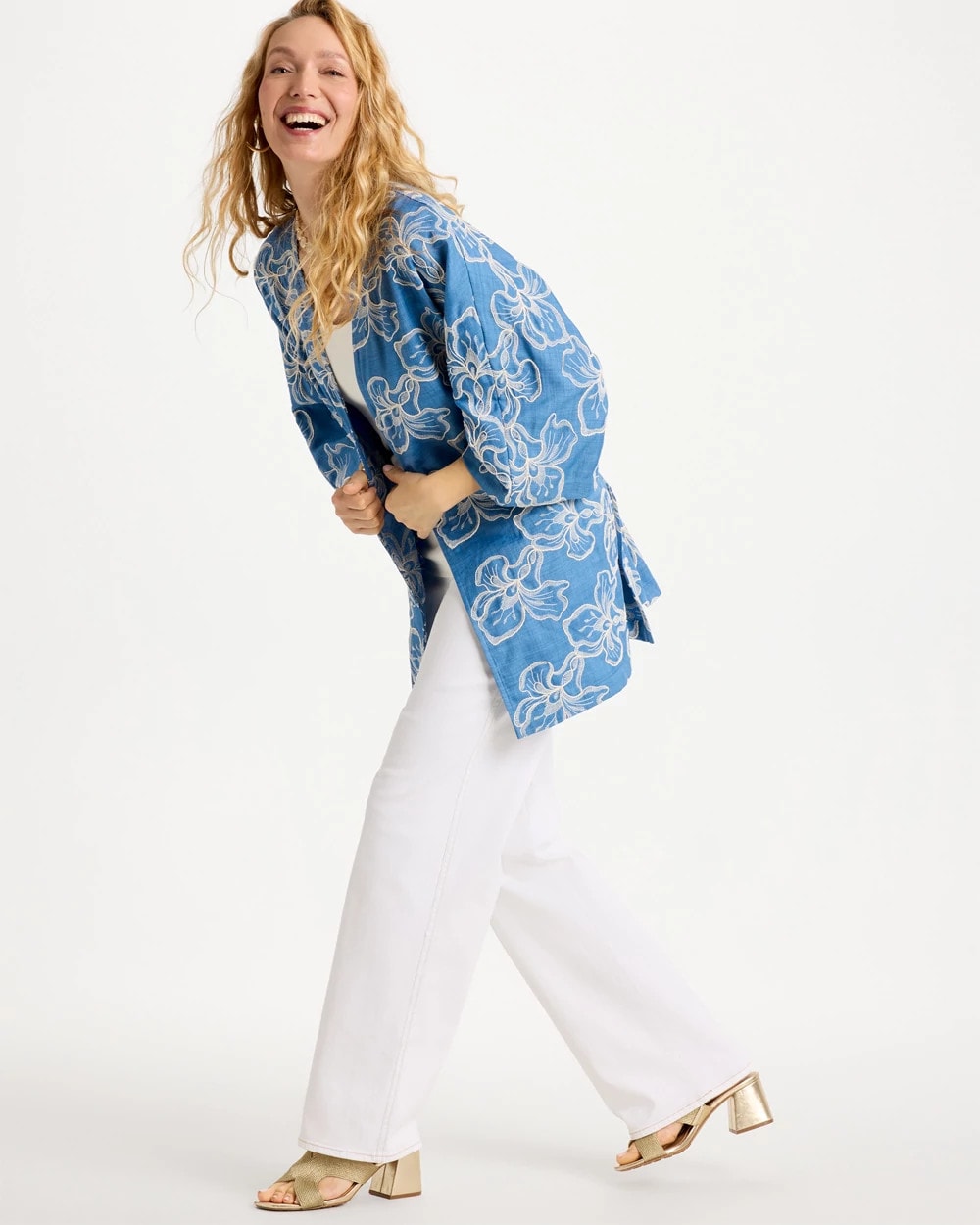 Chico's Quality | Woven Embroidered Belted Kimono