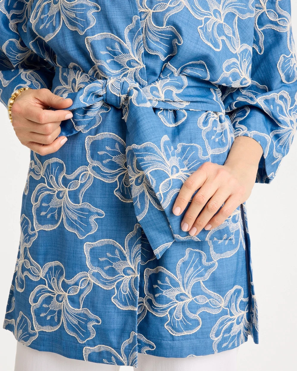Chico's Quality | Woven Embroidered Belted Kimono