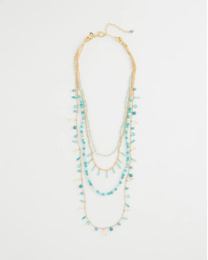 Chico's Discount | Multi-Strand Aqua Layering Necklace